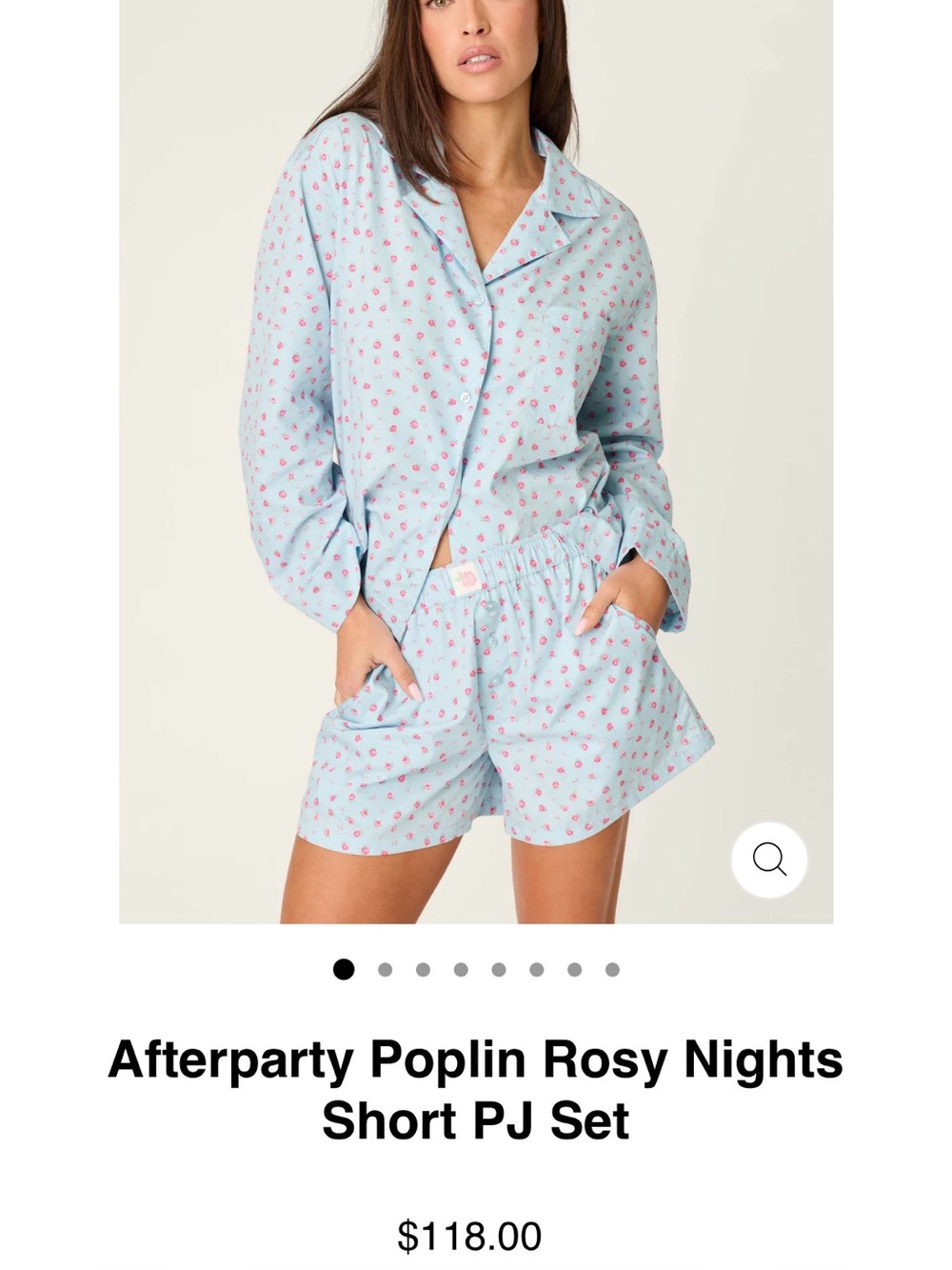 PJ Salvage Afterparty Poplin Rosy Night Short PJ Set L